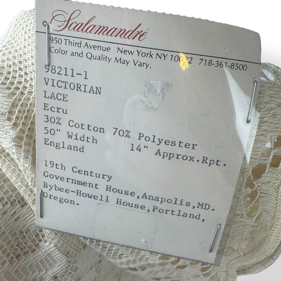 Scalamandre Victorian Lace Curtain Panel Ecru 50x78 Floral Vintage Fabric - Picture 2 of 11